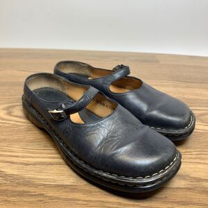 BORN Clogs Mules Womens Sz 7.5 EU 38.5 Black Leather Hand Crafted Shoes Flats